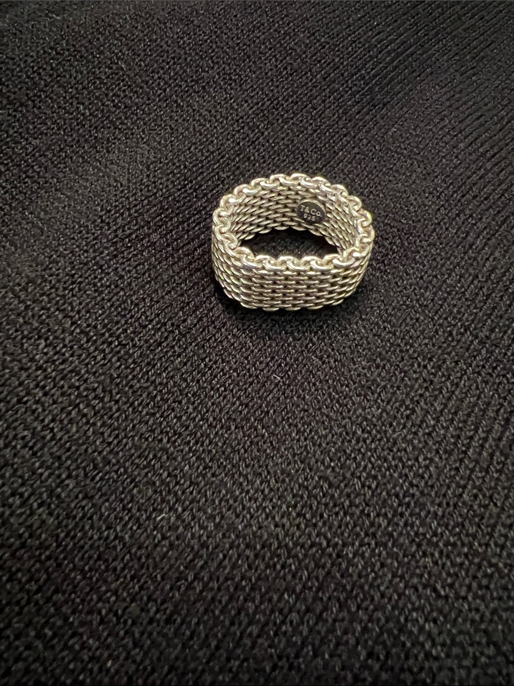 Tiffany & Co. Somerset Flexible Mesh
Sterling Silver Ring, size 6.5